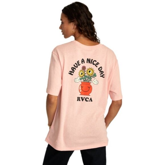 RVCA Have A Nice Day TShirt Sz S Pink Sunflower Graphic Print Oversized Cotton - Picture 1 of 12